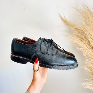 MENS HS TRASK Black Bison Pebbled Leather Lace Up Oxford $278 Dress Shoes 10.5